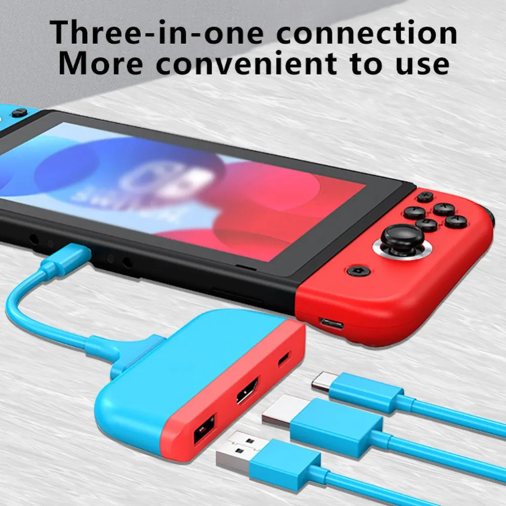 Адаптер 3-в-1 Type-c Hub 1080p 4K HDMI совместимый с Nintendo Switch USBC Hdmi видеоконвертер зарядная