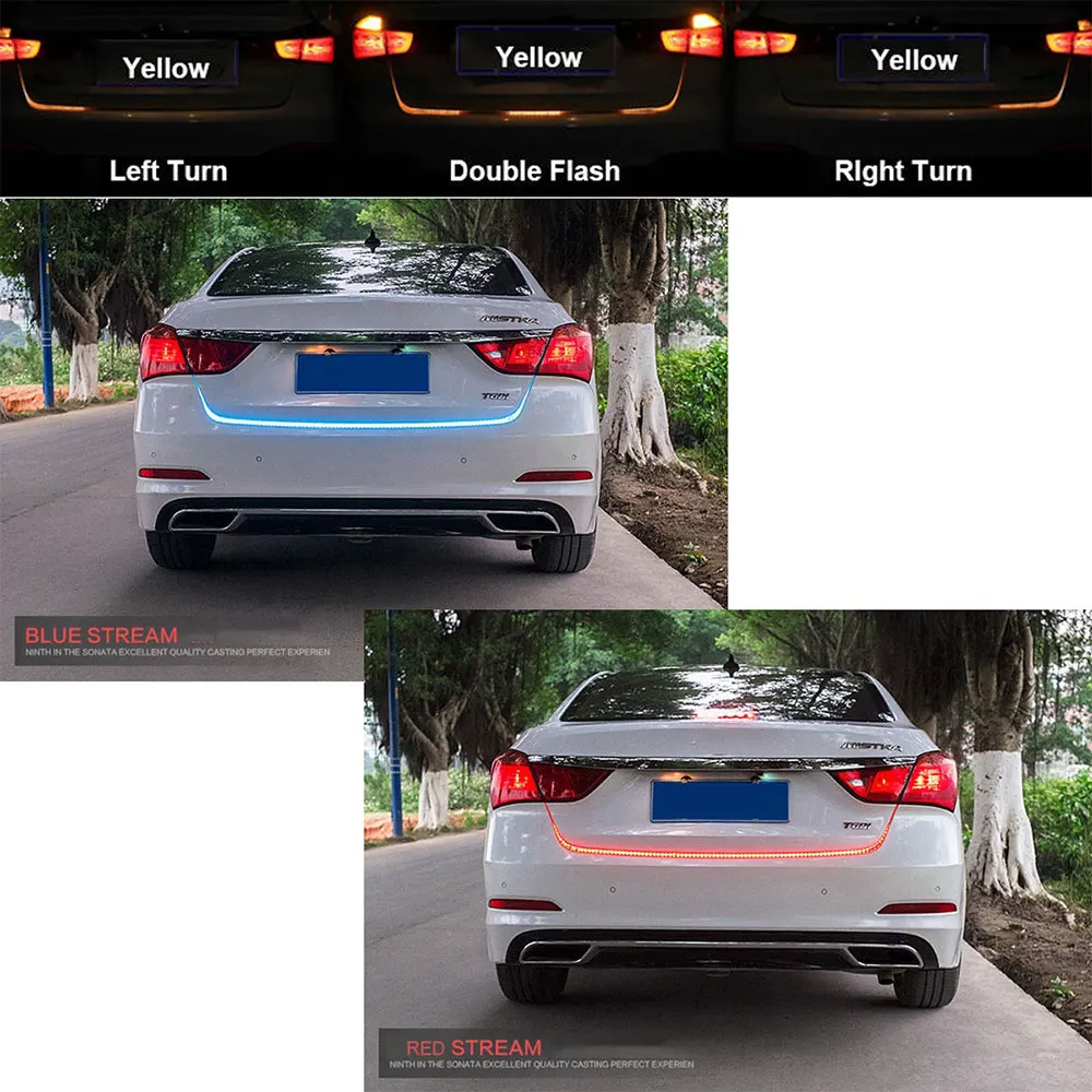Vehemo Waterproof Flow Type LED Car Lamp Bar Signal Automobile Universal Taillight Decoration Light Strip Rear | Автомобили и