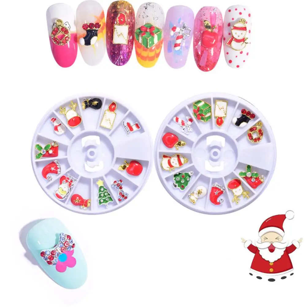 

1 Box of Christmas Series Snowflake Bell Alloy Nail Stickers Manicure Decoration Nail Art Decal Nails Accessories 1 Box