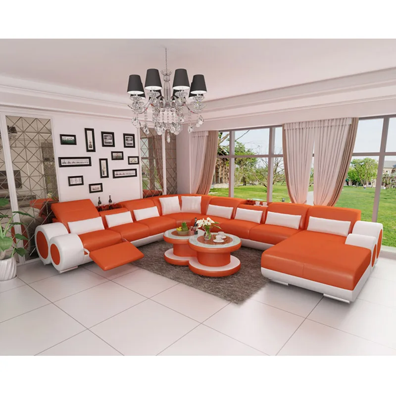 Диваны для гостиной диван-кровать из натуральной кожи L-образной формы с