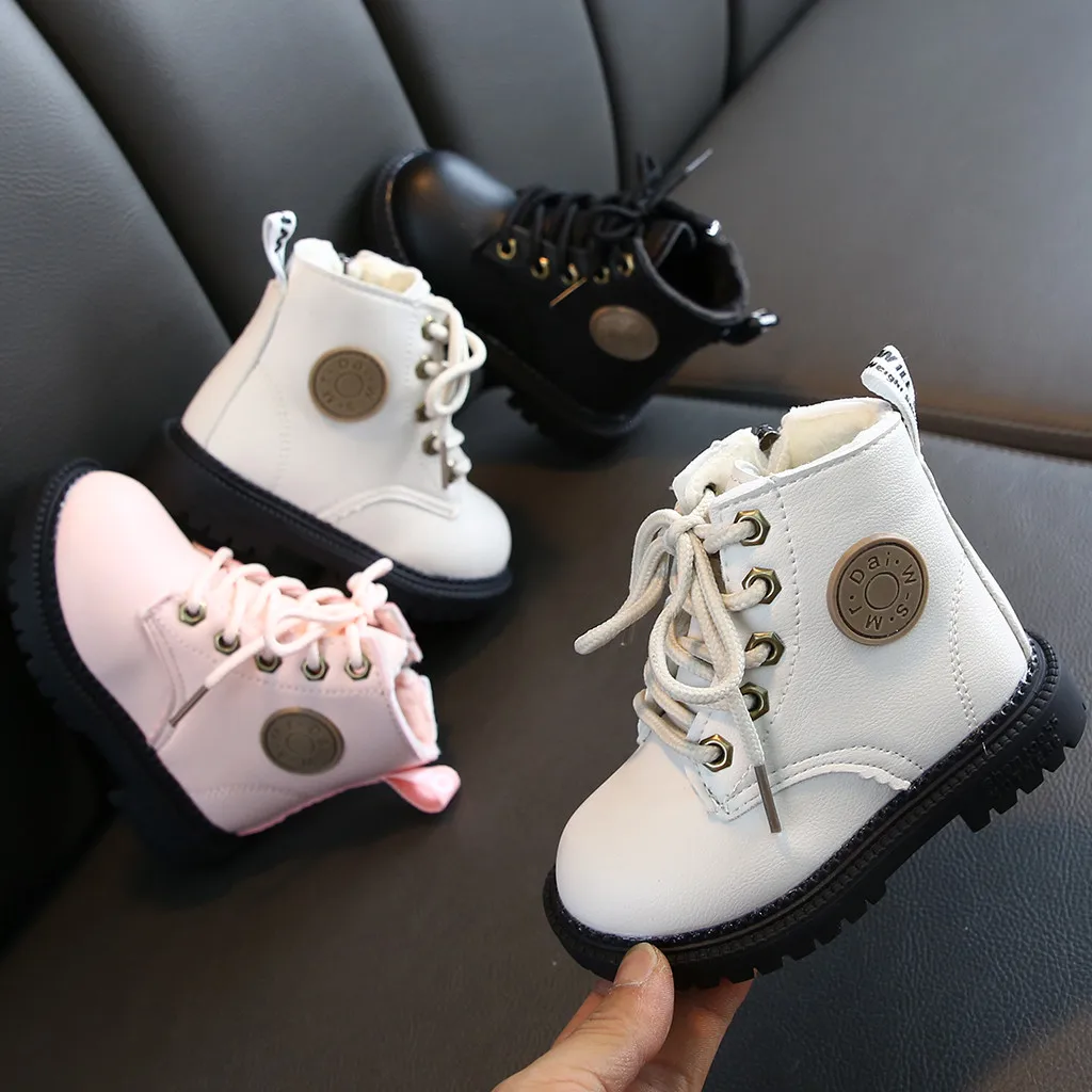 Детская обувь Ботинки для маленьких девочек Зимние сапоги мальчиков и