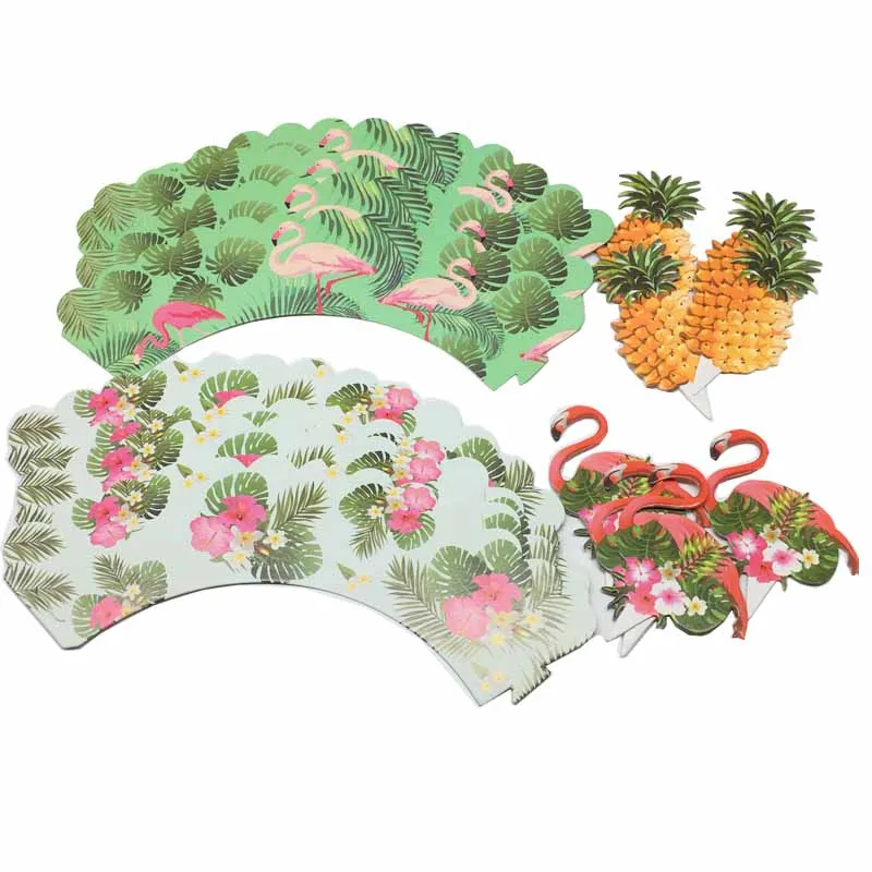 24 шт. бумага с Фламинго ананас кекс обертки топперы для Детей шар в виде фламинго