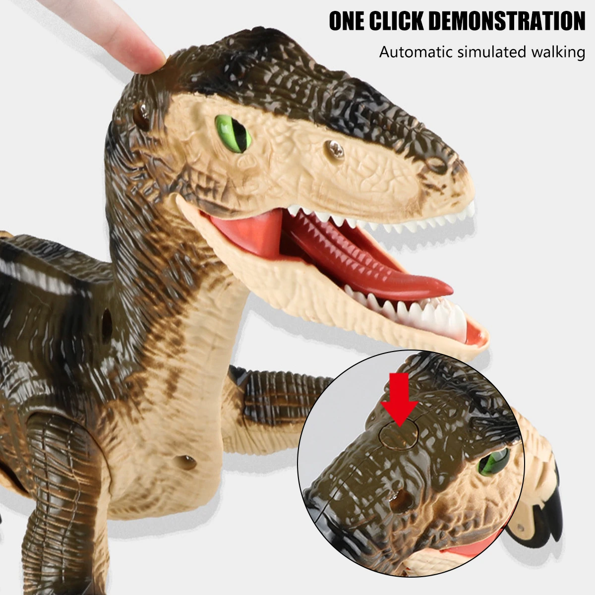 Figuras de animales a Control remoto para ni&ntilde;os, juguete de dinosaurio de boca abierta, Velociraptor el&eacute;ctrico para caminar, regalo de Navidad, 2,4G-2