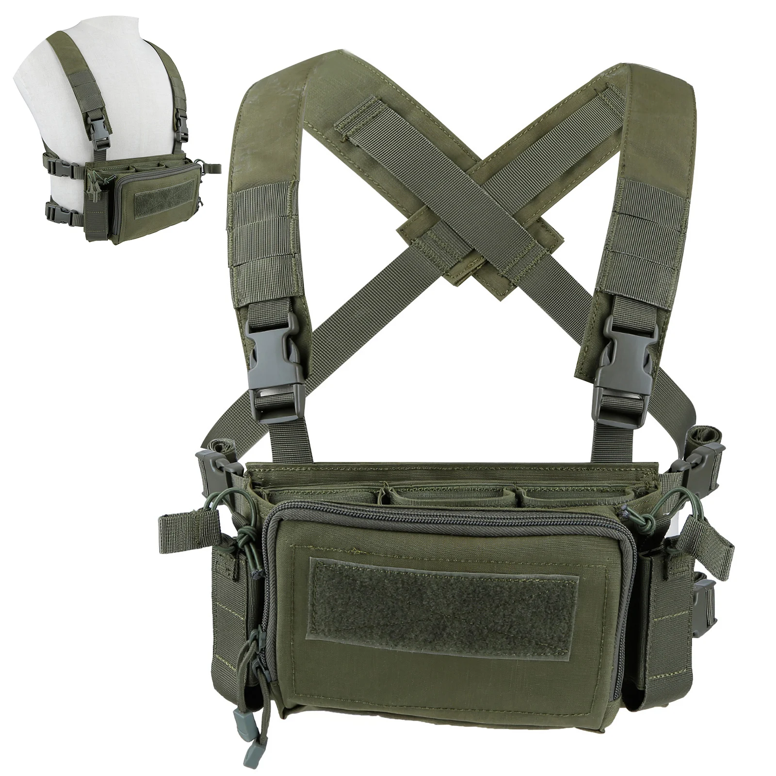 

Fashion Streetwear Men Hip-Hop Chest Bag Tactical Two Straps Chest Rig Nylon Bags Trendy Style Rectangle Chest Utility Pack