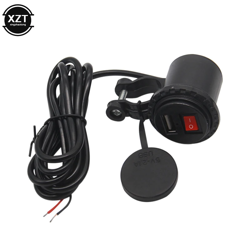 

12V/24V USB Motorcycle Waterproof Switch Motorcycle Socket Motorbike Phone Charger Cigarette Lighter Adapter