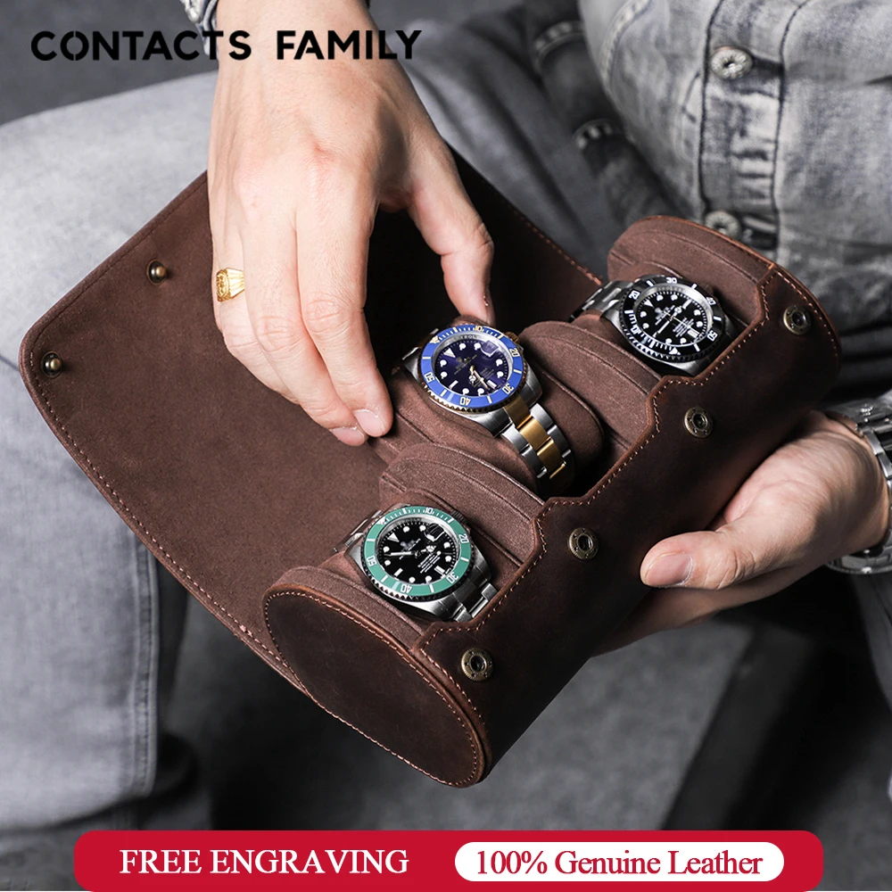 Luxury Watch Roll Box 3 Slots Leather Watch Case Holder For Men Travel Watches Organizer Display Jewelry Bracelet Gift Storage
