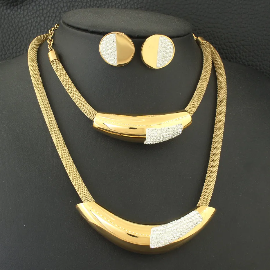 Новейшее золотое ожерелье браслет серьги-гвоздики горячие комплекты украшений