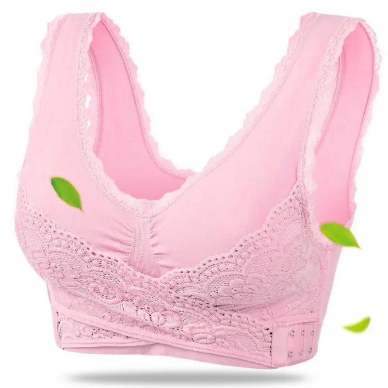 

Women Sexy Lingerie Lace Solid Color Cross Side Buckle Wireless Push up Breathable Sleep Underwear Sports Bra for M-3XL