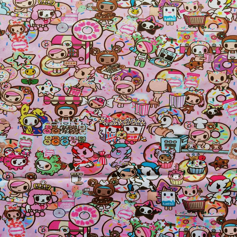 140 см Ширина японский мультфильм с принтом Единорог полиэстер холст ткань для