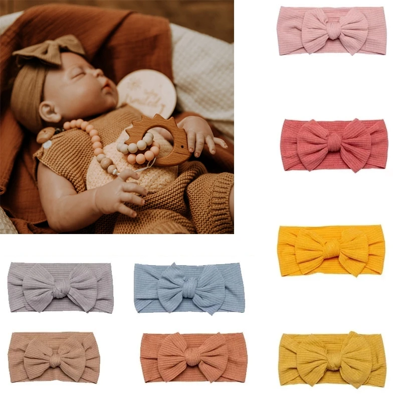

3Pcs/Set Baby Hair Bands Solid Color Soft Cotton Bowknot Headband Newborn Girl Headbands Hair Girl Headware Photo Props
