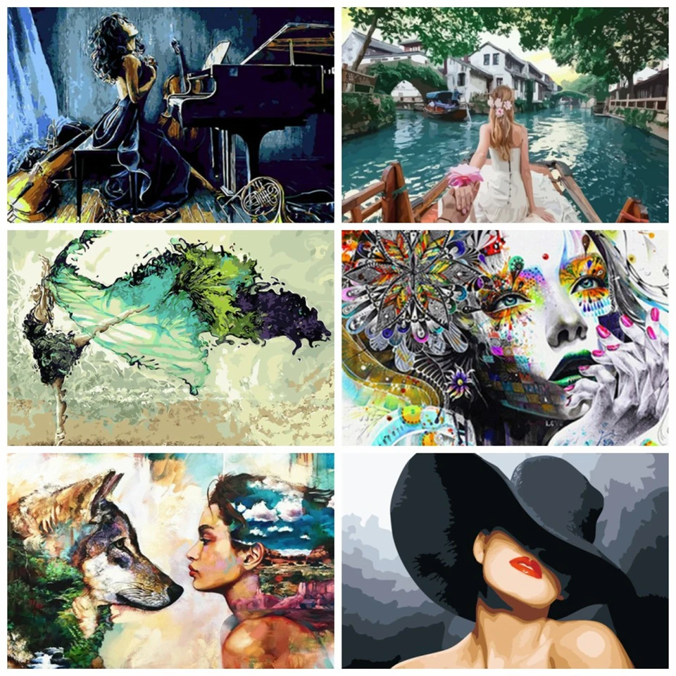 AZQSD DIY Краски ing по номерам взрослых портрет полный Наборы масло Искусство Рисунок