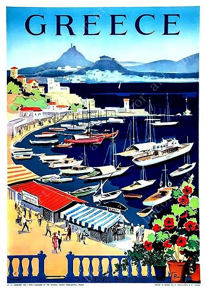 Искусство путешествия в Грецию Европа холст живопись старинные стены крафт