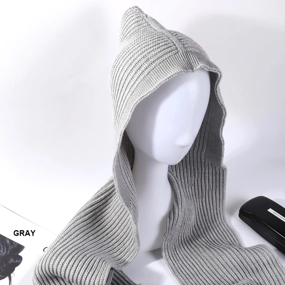 Шапка с капюшоном мягкий теплый шарф на осень и зиму женский головной убор