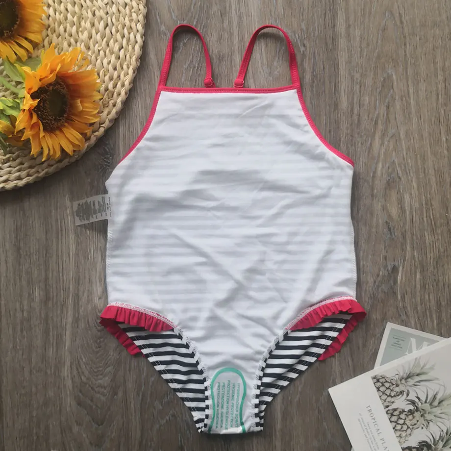 От 2 до 9 лет цельный купальник для маленьких девочек Детский купальный костюм в