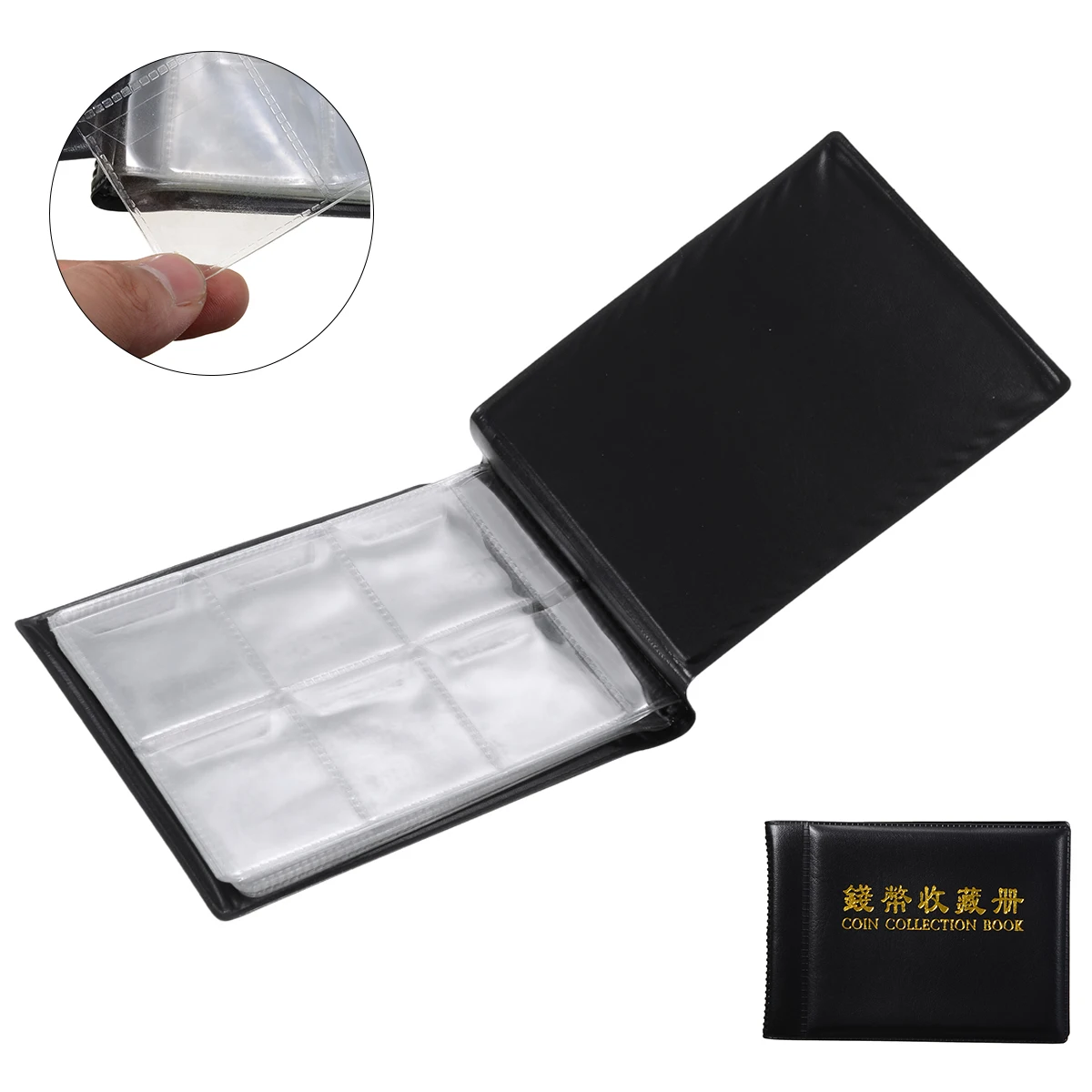 Новый мини стиль черный 60 сеток 10 страниц книга для монет защитный держатель