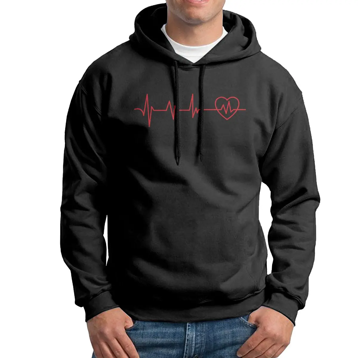

Men's Hooded Sweatshirt Cardiogram Heart Rate Line Purified Cotton Graphic Streetwear Hoodies Hoodie Shirt