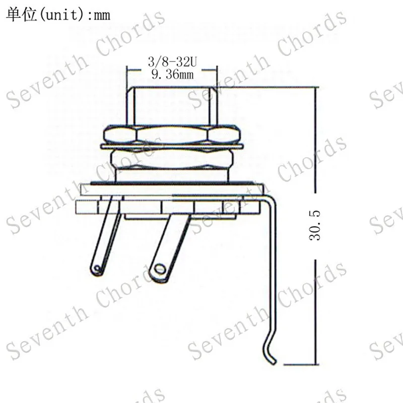 2 шт./лот моно входной гитарный гнездо из латуни штепсельная розетка для