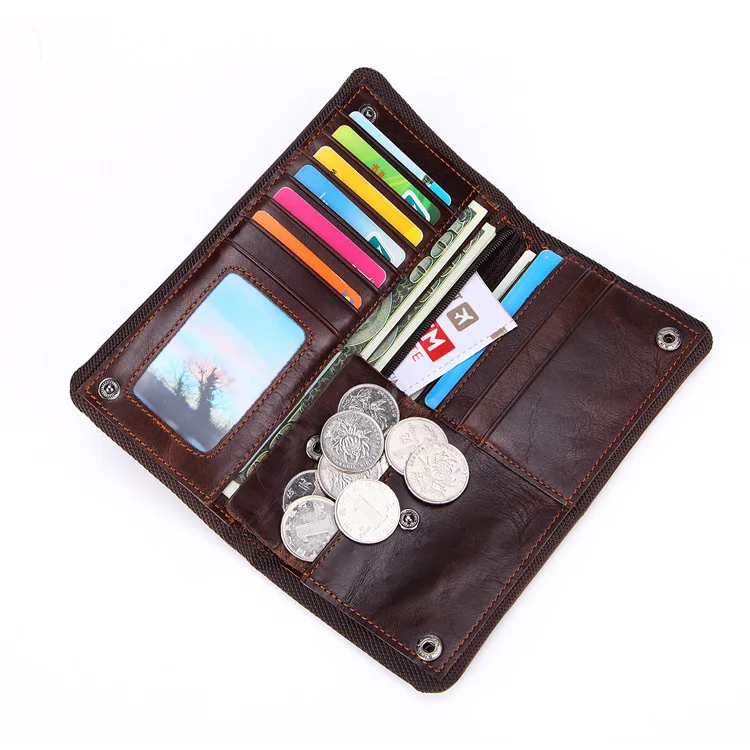

Genuine Leather men's clutch long wallet zipper coin purse for male card holder vintage cuzden wallets