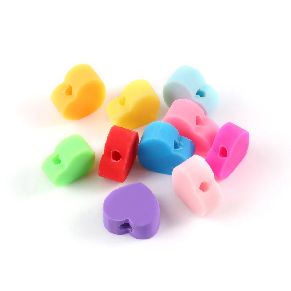 

50pcs Mixed Polymer Clay Love Heart Bohemian Soft Pottery Loose Spacer Beads Diy Bracelet Necklace for Jewelry Making Supplies