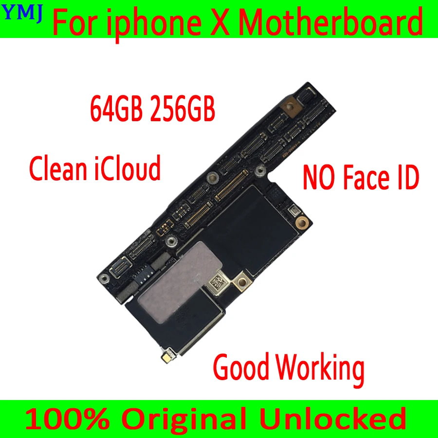 

Free iCloud For iphone X Motherboard With/No Face ID 100% Original Unlocked Full Chips Tested Logic board Support update&4G LTE
