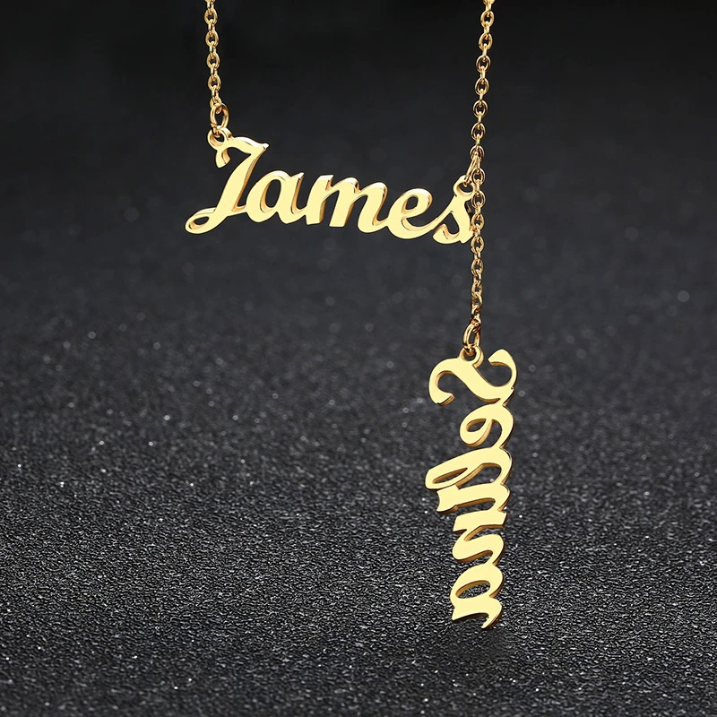Персонализированные два имени ожерелье на заказ 2 именные тарелки кулон ожерелья