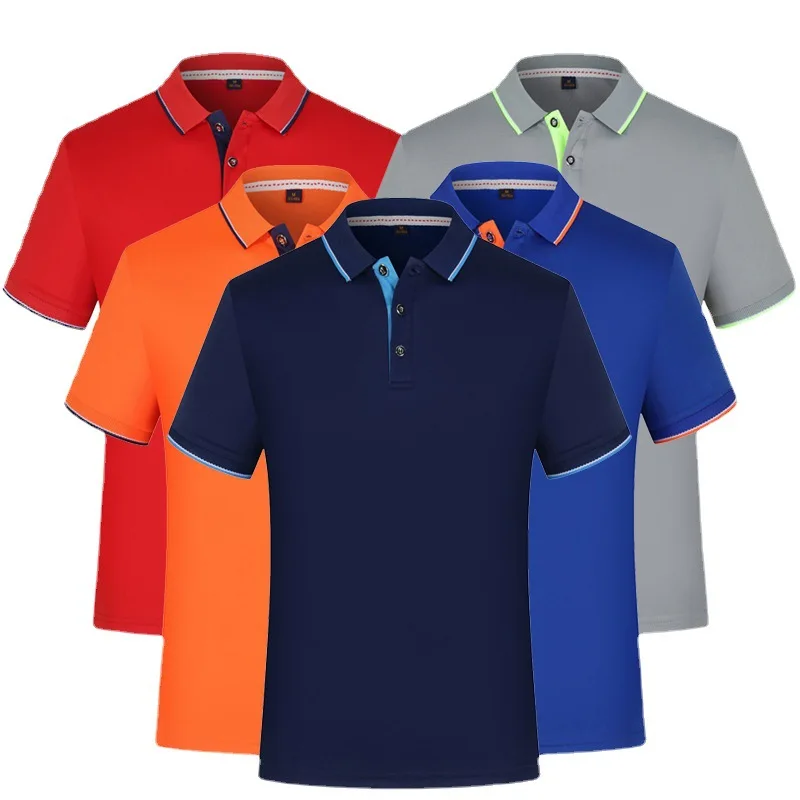Летняя модная Однотонная рубашка поло для мужчин и женщин Спортивная