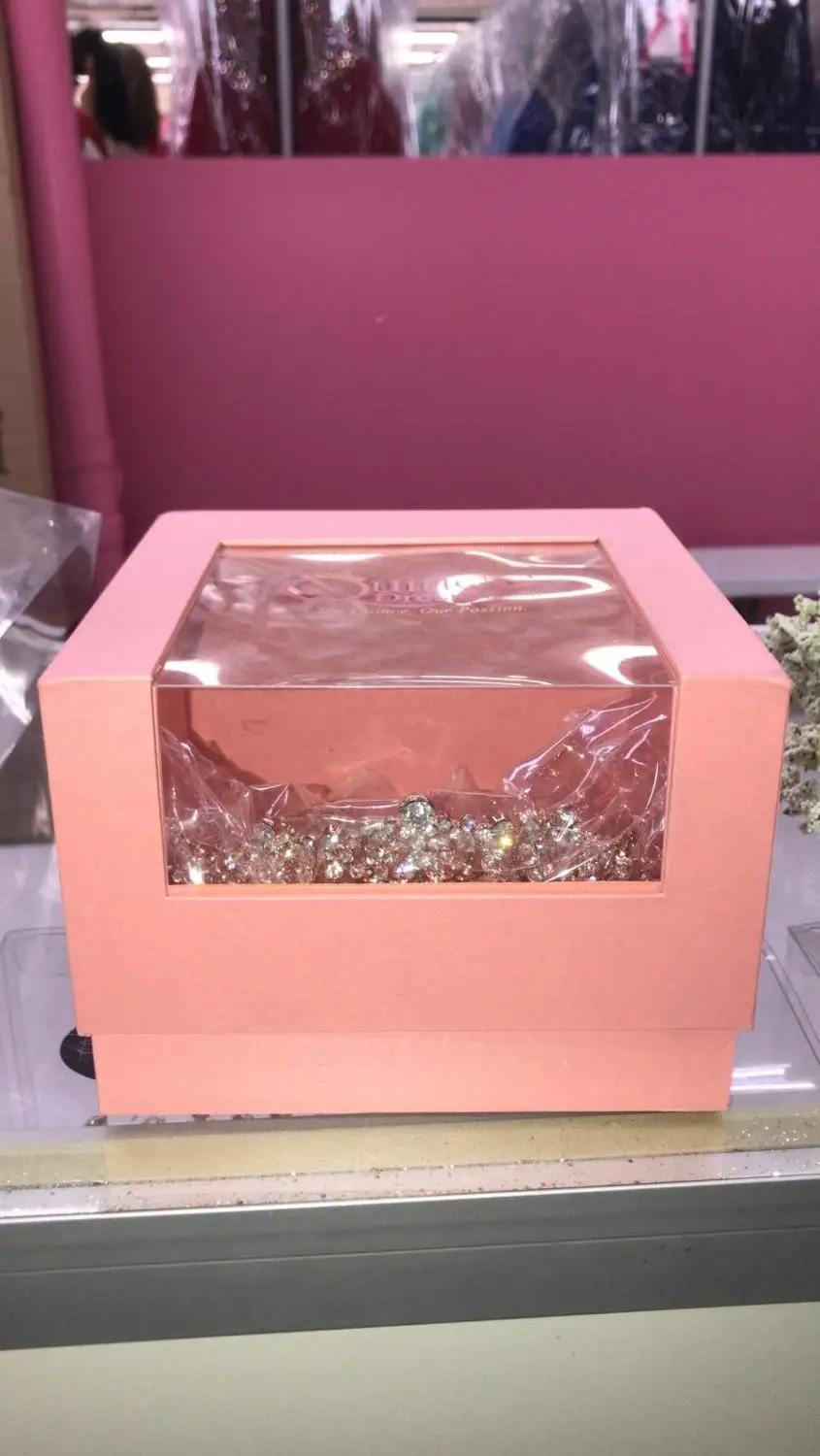 Оптовая Продажа 1000 шт./лот розовые роскошные коробки из 2 предметов с прозрачным