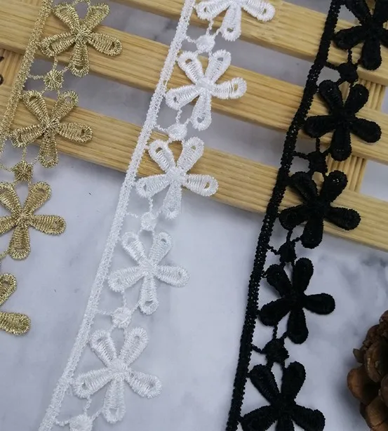 10 yards 3cm 1.18&quot wide black/ivory/gold fabric embroidery lace trim ribbon tapes Z34E92P200117H | Дом и сад