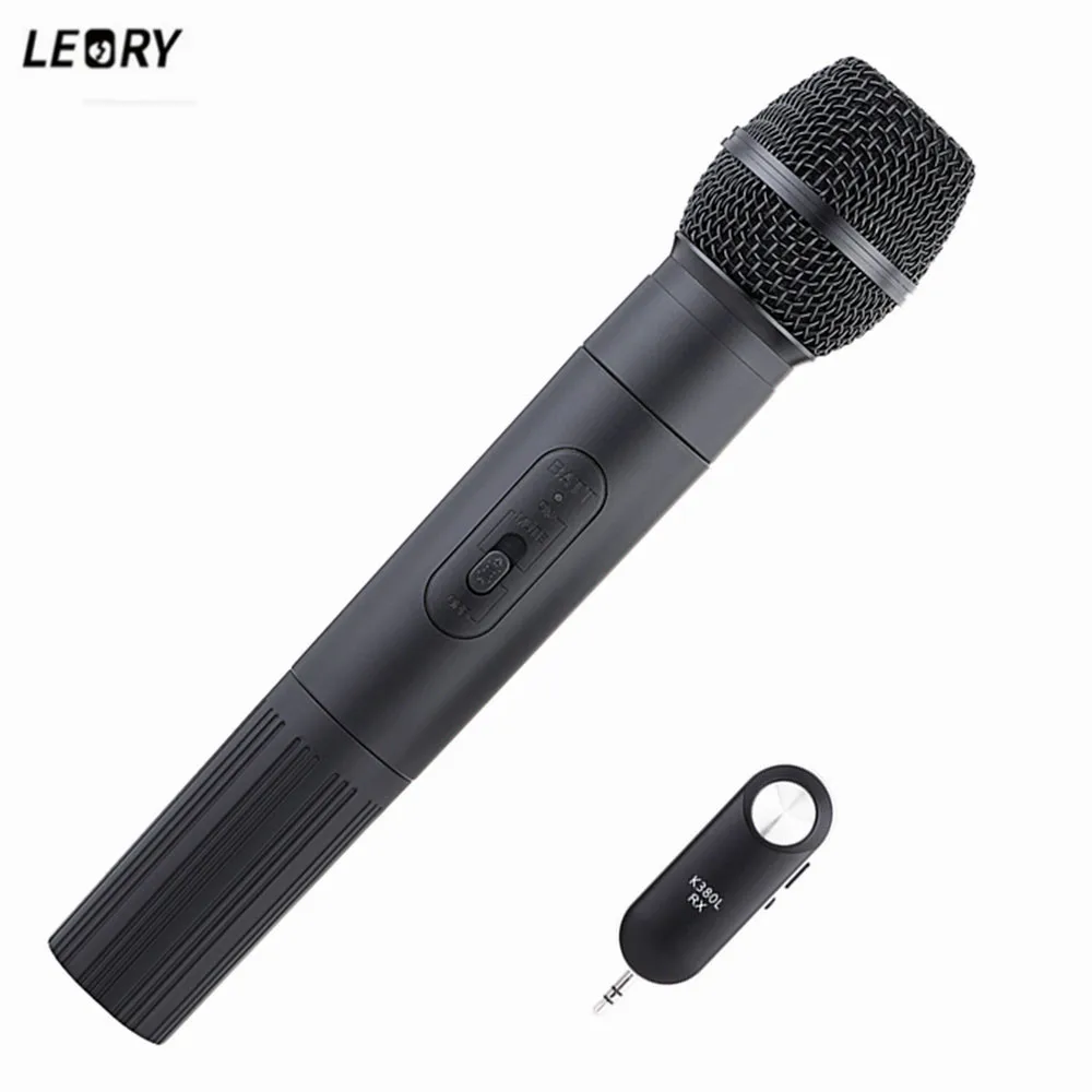 LEORY K380L беспроводной микрофон UHF 3,5 мм 6,35 мм USB мегафон ручной микрофон с приемником для караоке громкоговорителя