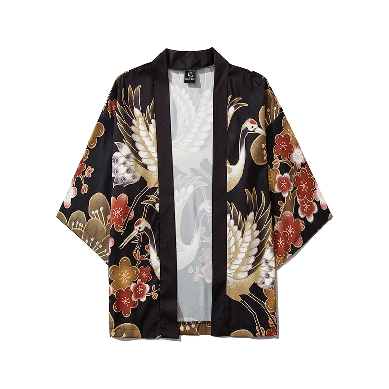 

Japanese Crane Kimono Women Cardigan Yukata 2020 Fashion Men Haori Obi Clothing Asian Shirt National Tradition Clothes