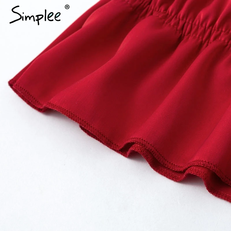 Женская красная майка Simplee привлекательный топ сплошного цвета на бретельках с