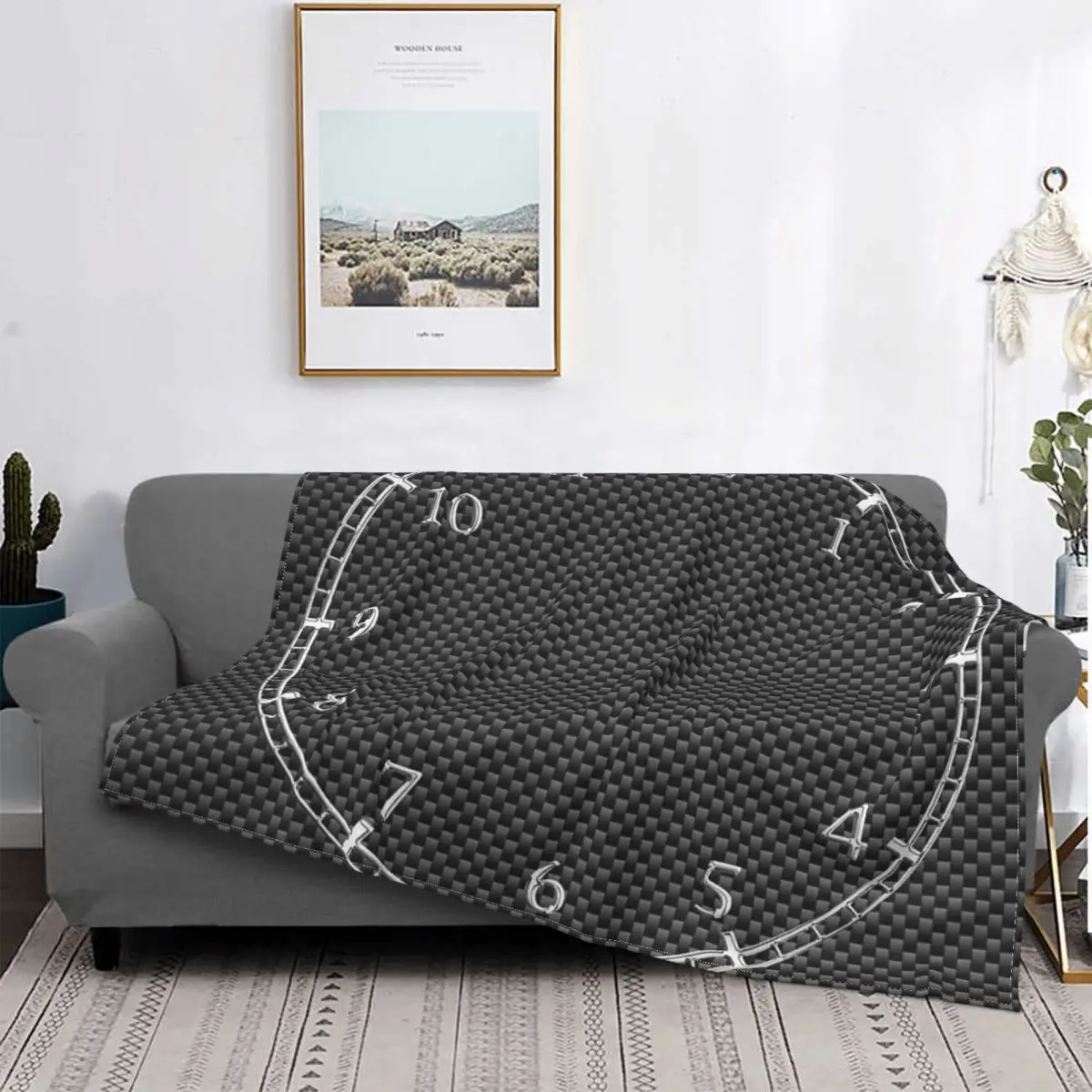 

Manta con estampado Digital de fibra de carbono negro, colcha para cama, muselina a cuadros, mullida, manta de pícnic, colcha de