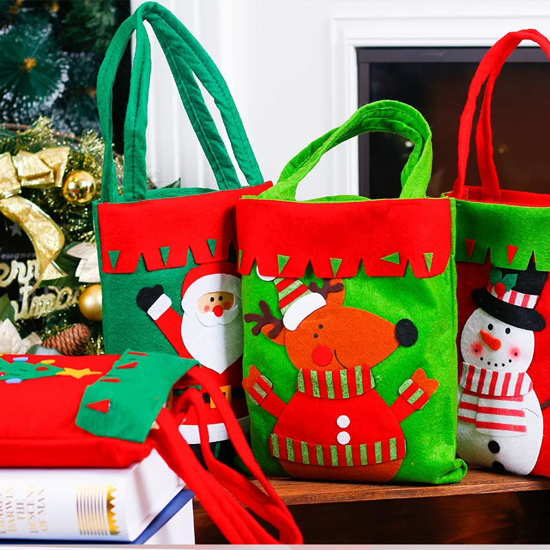 

Christmas decorations thick non-woven gift bag stickers Santa snowman candy bag portable gift bag