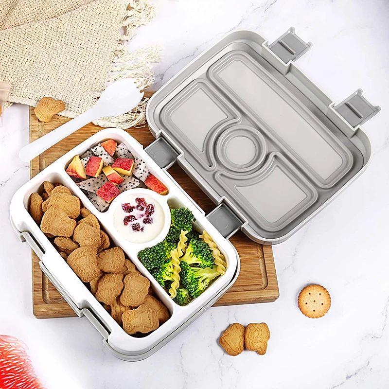 Kids Portable Lunch Box Leakproof Lunch Container Meal Prep Containers Microwave Safe Flip Lid Plastic Healthy Bento Box