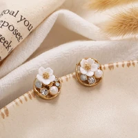 korean new design fashion jewelry exquisite copper inlay color zircon flower leaf garland women earrings jewelry party