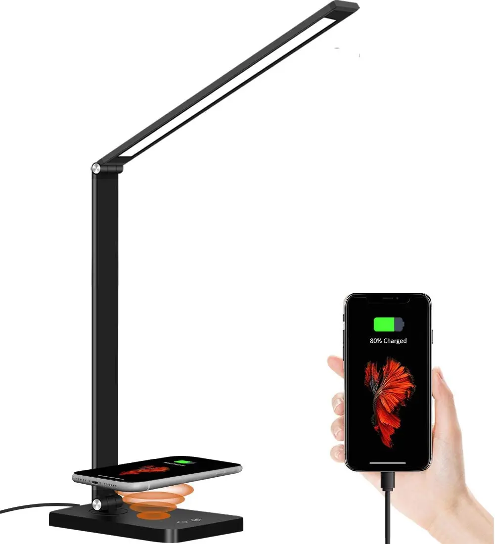 

LED Desk Lamps, USB Wireless Charger,Eye-Caring Desk Light Study Office Folding Table Lamp Dimmable Bedside Read Night Lights