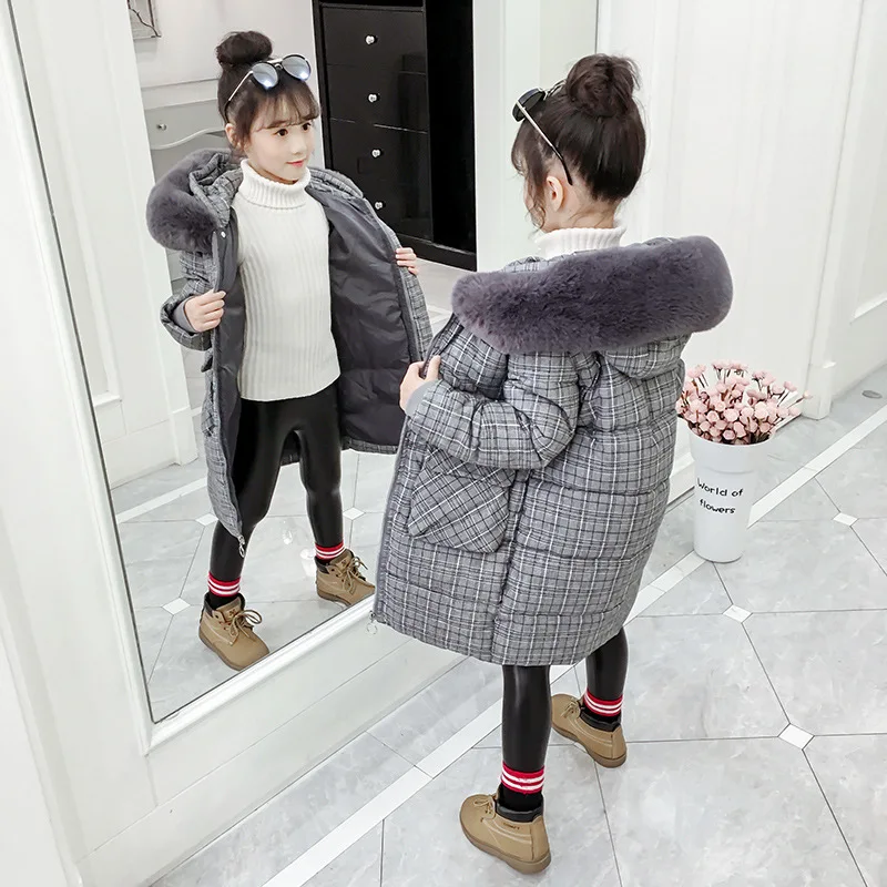 Детская пуховая куртка для девочек теплая длинная парка с капюшоном русской зимы