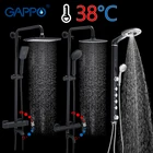 Термостатический смеситель для душа GAPPO, настенный черный кран для ванной комнаты, набор с панелью
