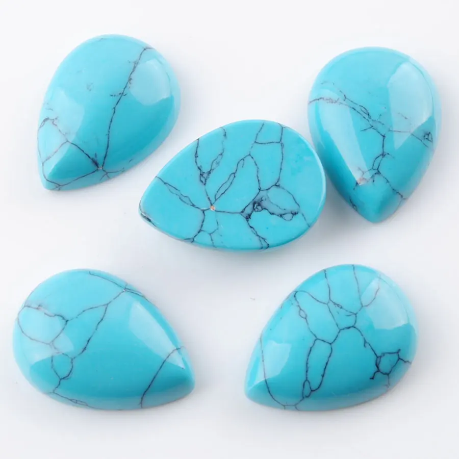 Бирюзовые бусины в форме слезы из натурального камня 10 шт./лот кабошон без