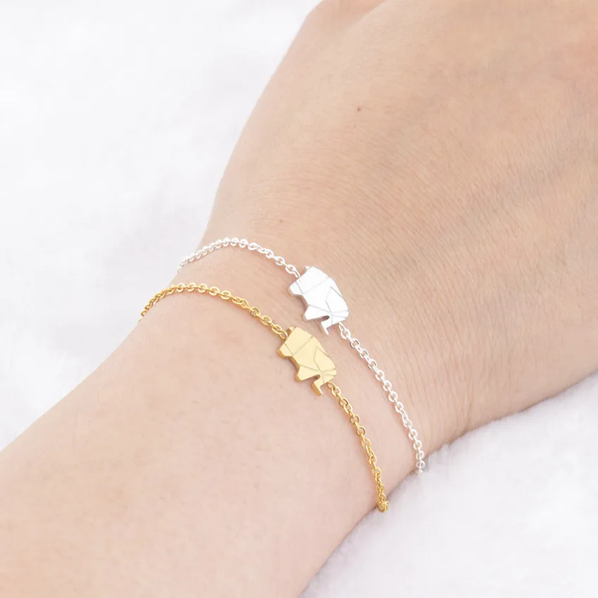 

Pulseras Mujer Moda Stainless Steel Gold Ketting Origami Elephant Bracelets For Women Bileklik Friendship Gift
