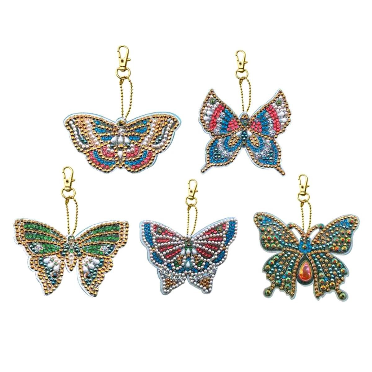 

5PCS/Set DIY Special Shaped Full Drill Diamond Painting Keychain Kits Butterfly Diamond Painting Cross Stitch Key Ring