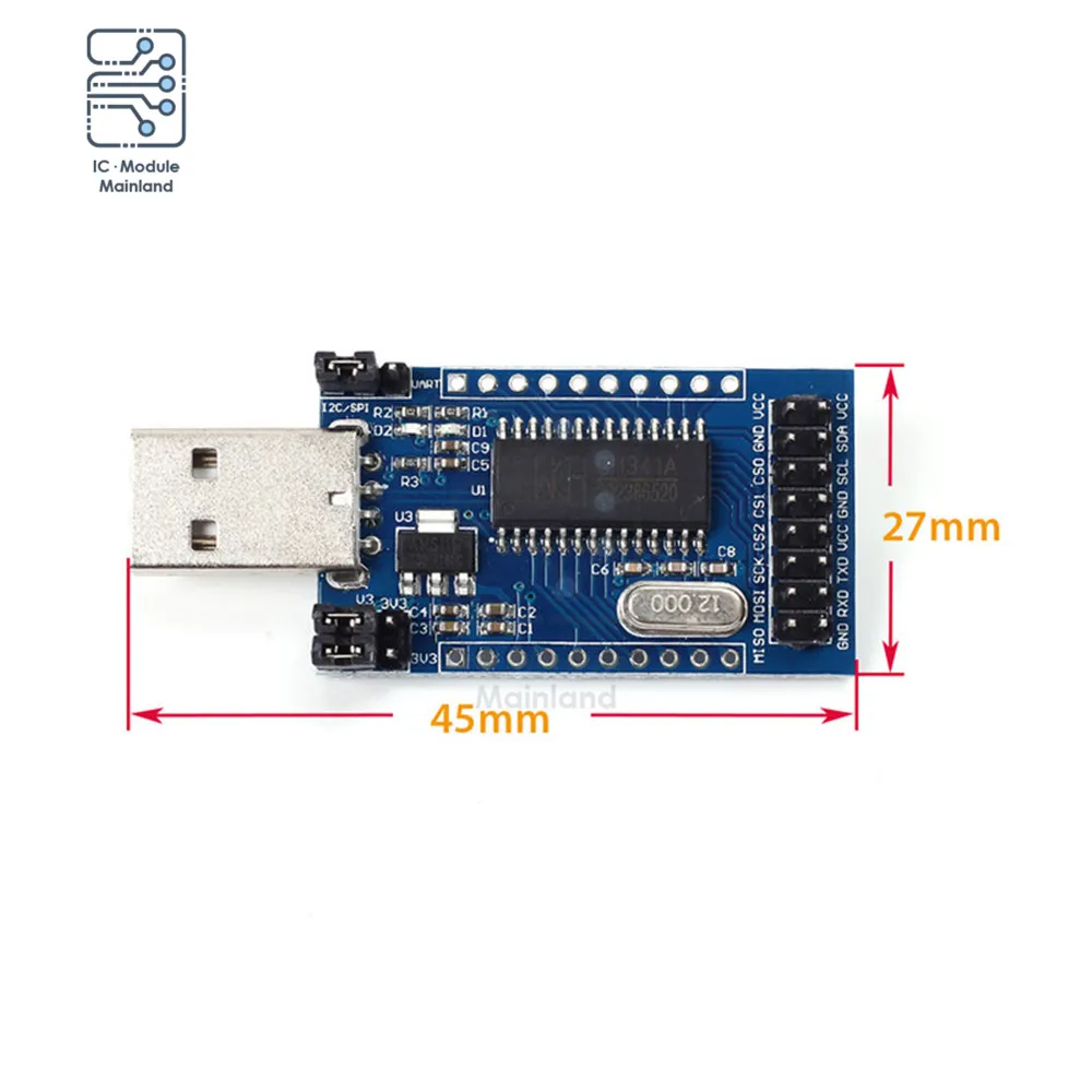 Программатор WCH341A с USB на UART IIC SPI I2C конвертер параллельным портом встроенный