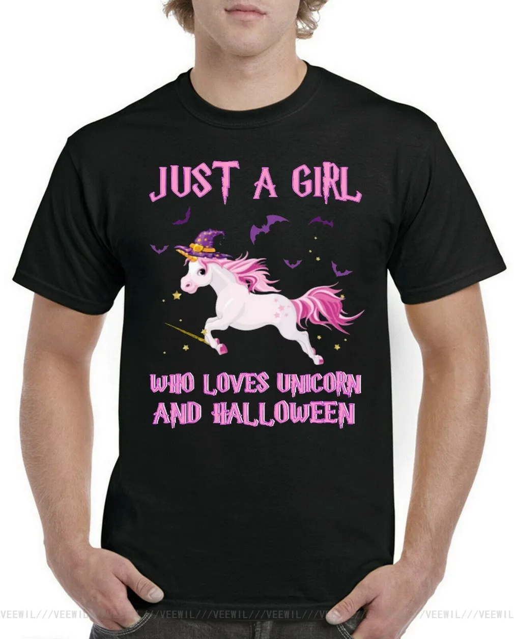 

Unicorn Halloween T-Shirt Witch Wand Spooky Funny Cute Gifts Adult & Mens Top High Quality Tops TEE Shirt