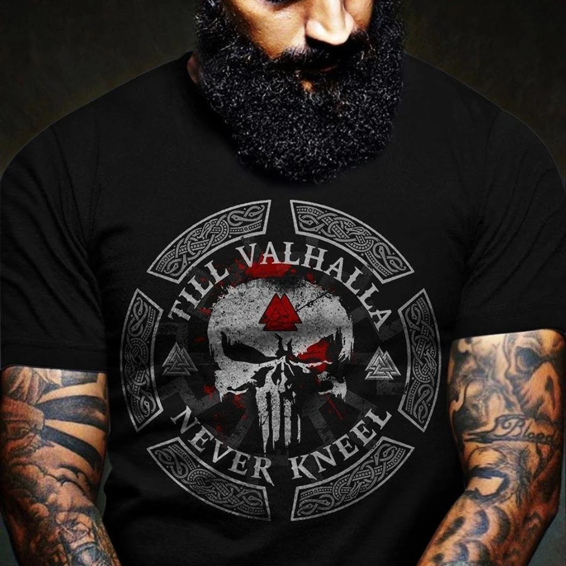 

Valhalla T-Shirt Viking Shirt For Men Viking Heritage T-shirt Nordic Odin Tee Thor's Hammer Tee Shirt