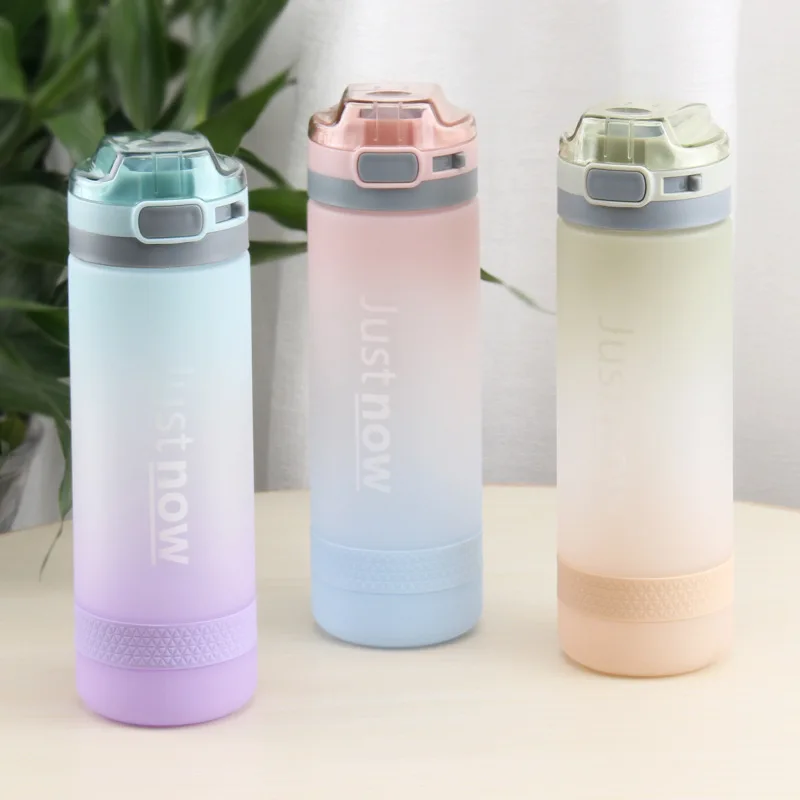 

500ml/600ml New Fashion Water Bottle With Straw BPA Free Portable Outdoor Sport Cute Drinking Plastic Bottles Eco-Friendly