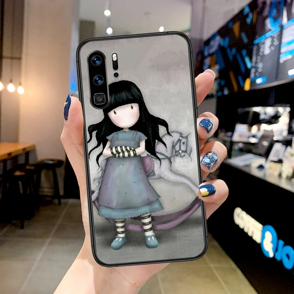 

Cute Gorjuss Santoro Girl Phone Case For Huawei P Mate Smart 10 20 30 40 Lite Z 2019 Pro black Shell Soft Etui Painting Back