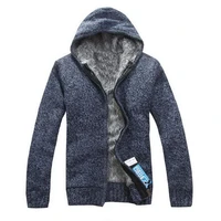winter new men s cardigan zipper fashionable knitted sweater stitching hooded coat jacket sweater