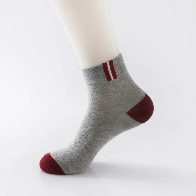 MS0012 Gray Black 5 пар, высокое качество, мужские носки на осень и лето, классические дышащие хлопковые мужские короткие носки в стиле пэчворк, мужские носки, европейские размеры 39-43, Meias - Цвет: MS0012 Gray Black