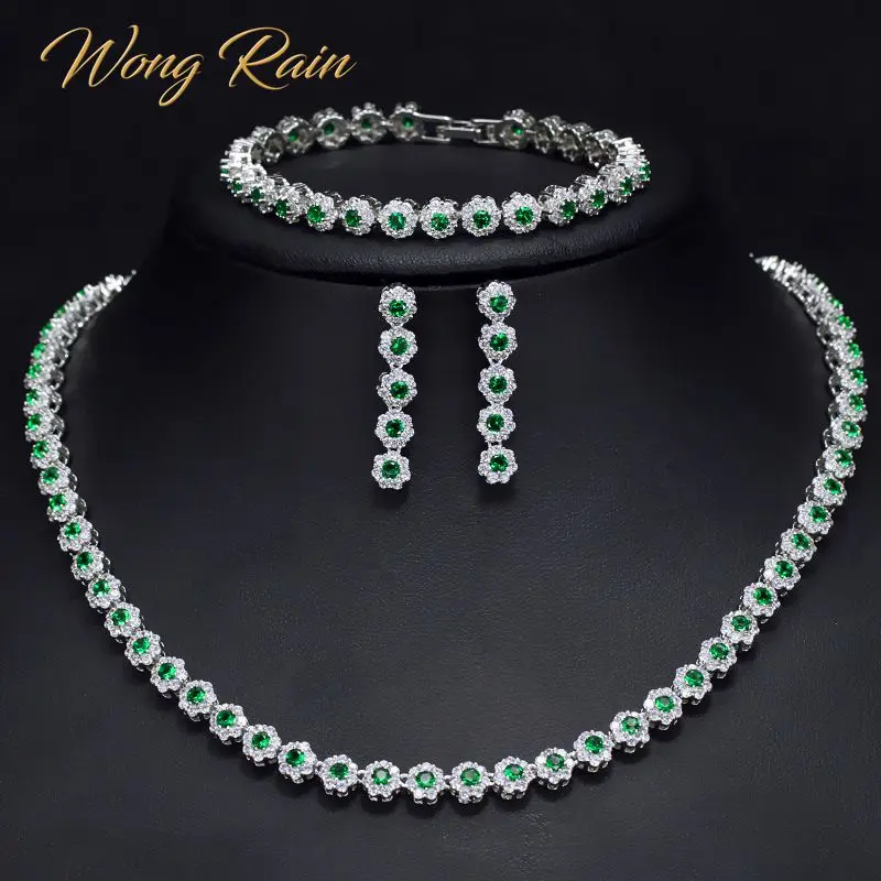 Wong Rain винтажный 100% Стерлинговое Серебро 925 пробы Изумрудный сапфир