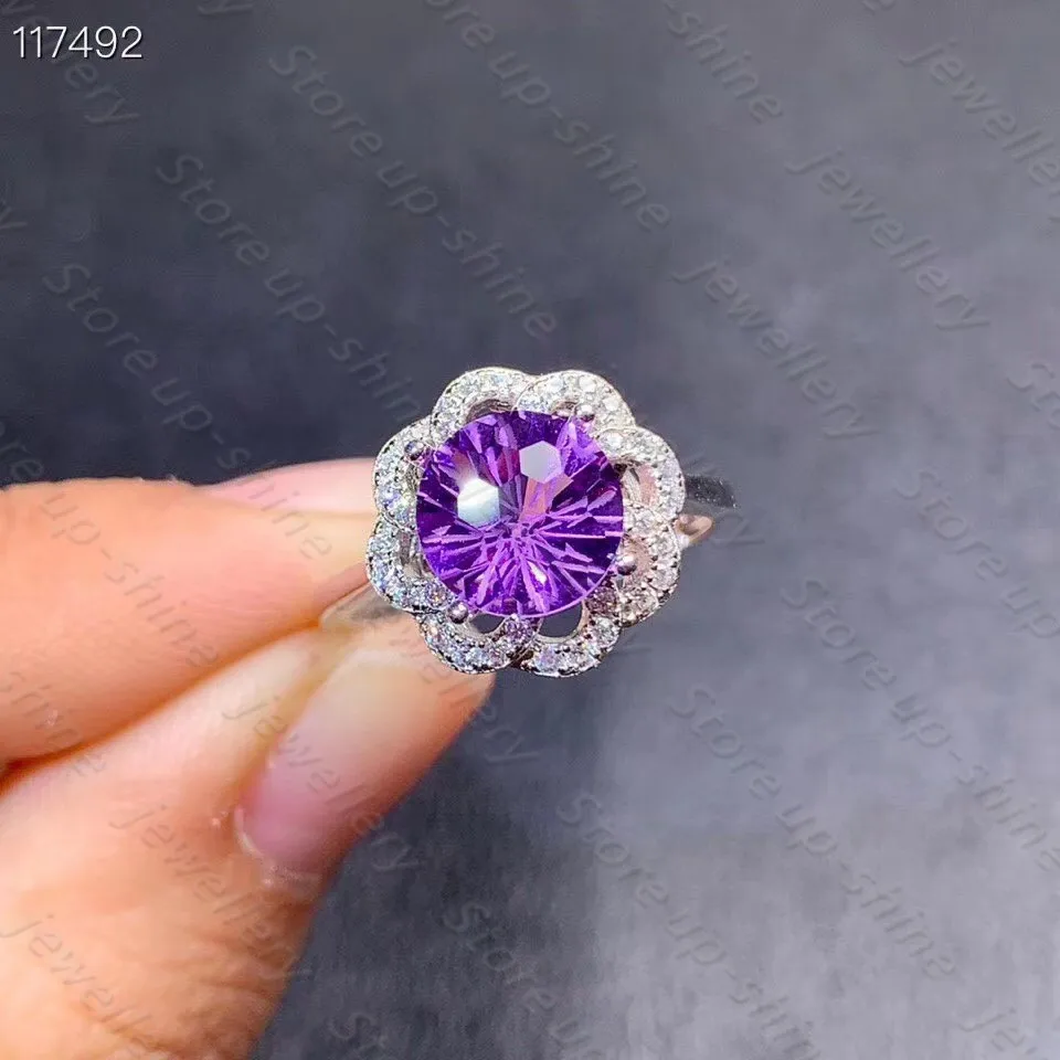 

Amethyst Ring 925 Silver Amethyst Women's Ring Simple Atmospheric Style
